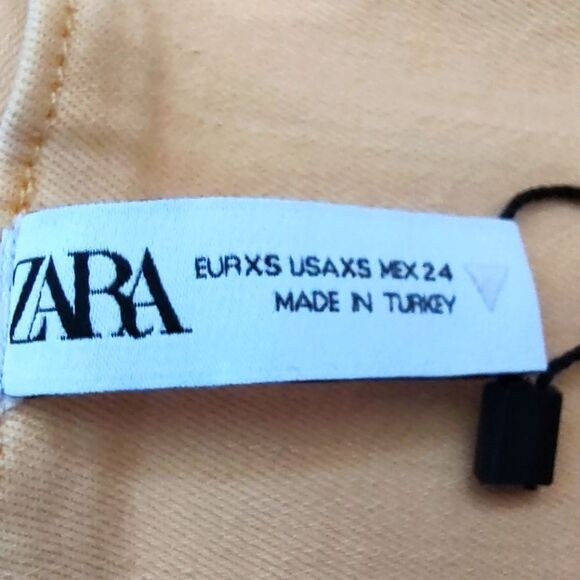 Zara Orange Denim Crop Top & High Waist Bike Shorts Set US XS BNWT - Picture 16 of 16